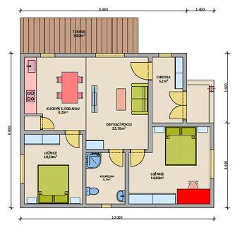 - nizkoenergeticka stavba, stitek B - pudorys 8x10....80m2 -
