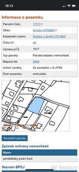 - přímý vlastník (bez provize RK) - 1.517 m2 - v obci Smržov