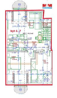Pronájem nezařízeného bytu č.7, 3+kk se 2 balkony, 61 m² po 