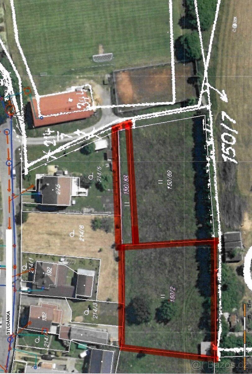 Pozemky o výměře 1.603 m2 v obci Studánka u Tachova. Pozemky