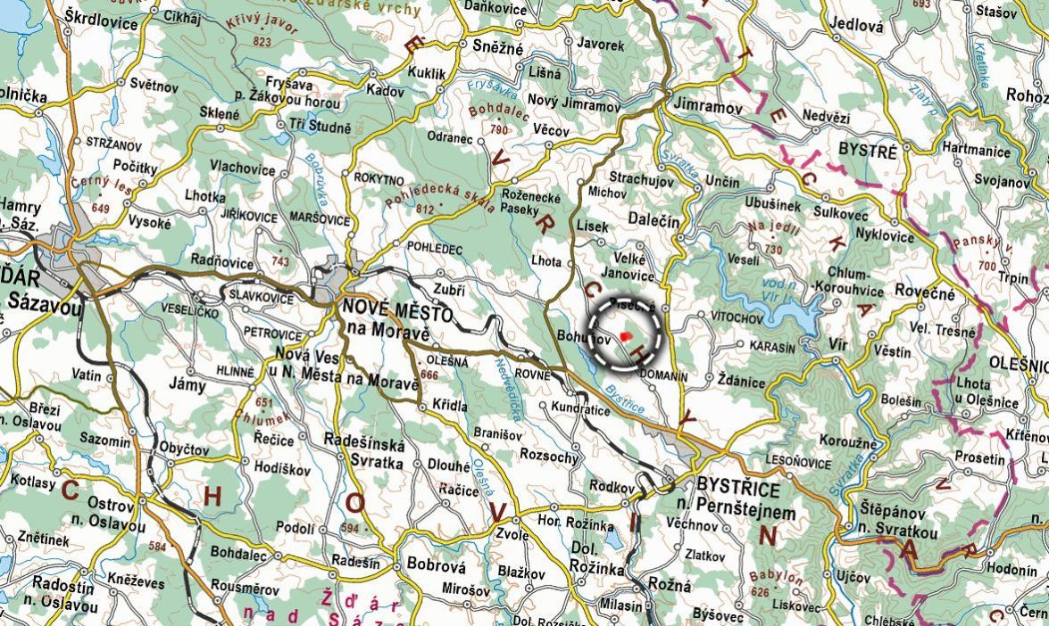 V katastrálním území Domanín u Bystřice nad Pernštejnem (obe
