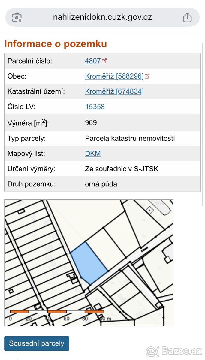 Prodáme stavební pozemek o výměře 969m2 , parcelní číslo : 4