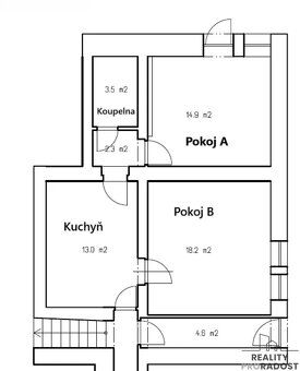 Nabízíme k pronájmu světlý pokoj v bytě A1a o výměře 18 m² v