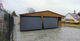 Plechová garáž imitace dřeva 6x6+2m kůlna, zlatý dub multile