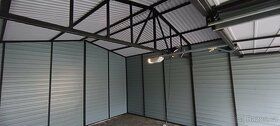 Plechová garáž imitace dřeva 6x6+2m kůlna, zlatý dub multile