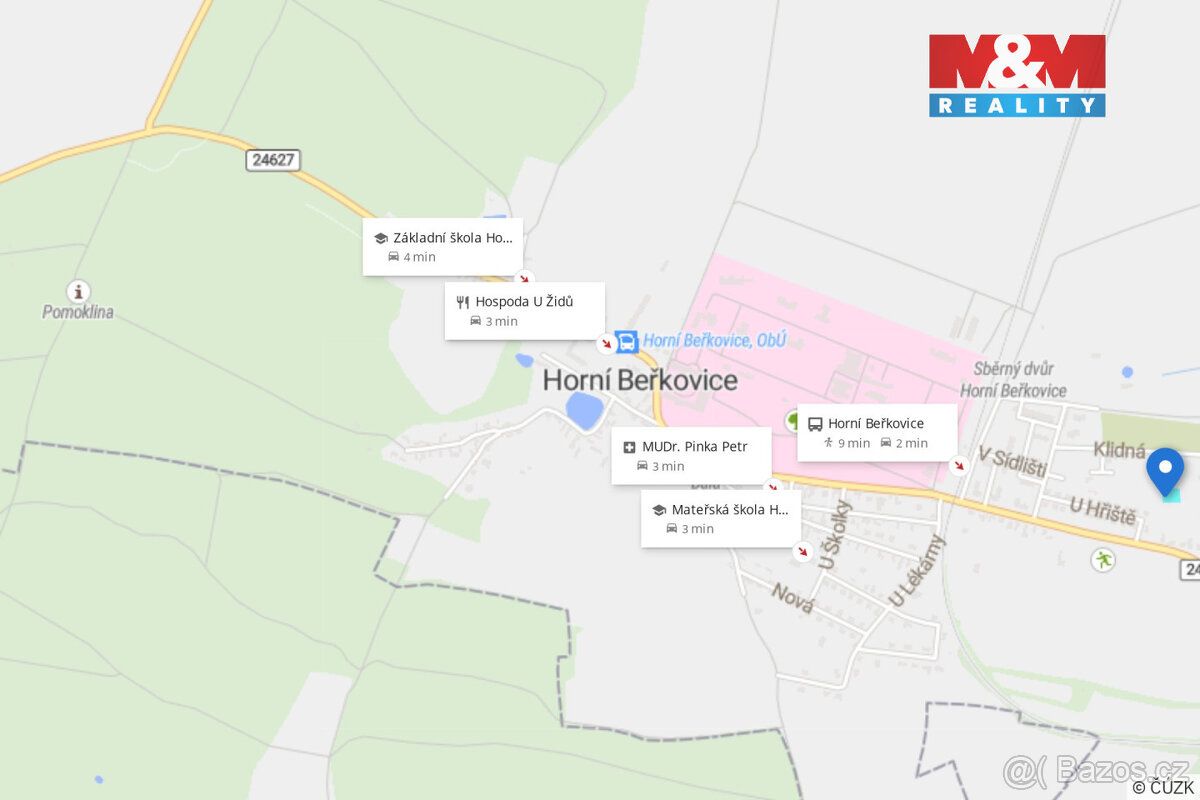 Prodáme stavební pozemek 996 m2 v Horních Beřkovicích. Pozem