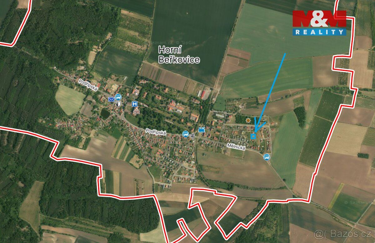 Prodáme stavební pozemek 996 m2 v Horních Beřkovicích. Pozem