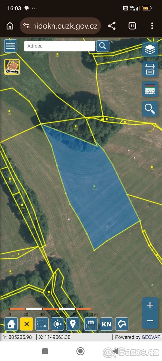Prodám pozemek o velikosti 8823 m2, k.u. Vimperk vedený v úz