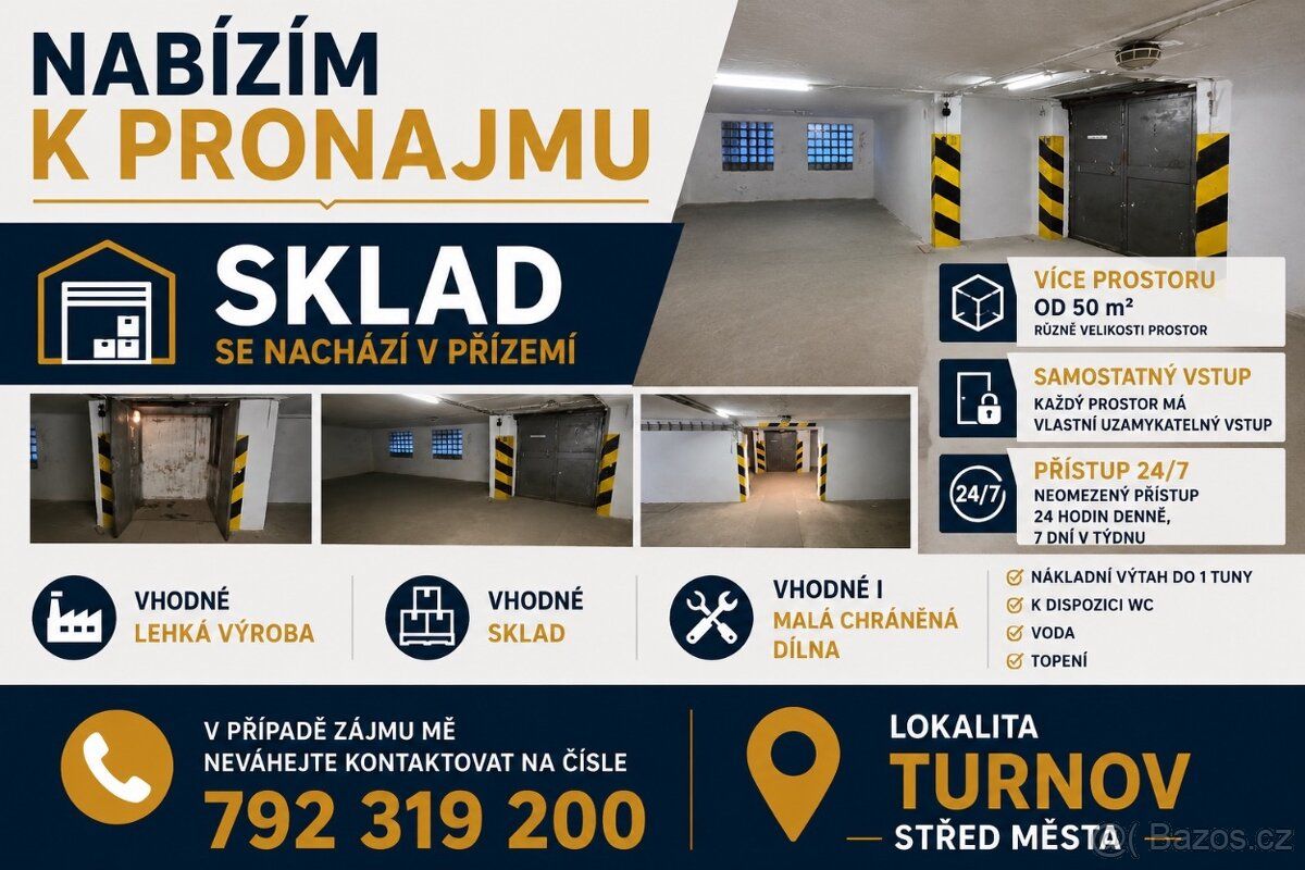 Nabízím k pronájmu skladové prostory v přízemí ve střed cent
