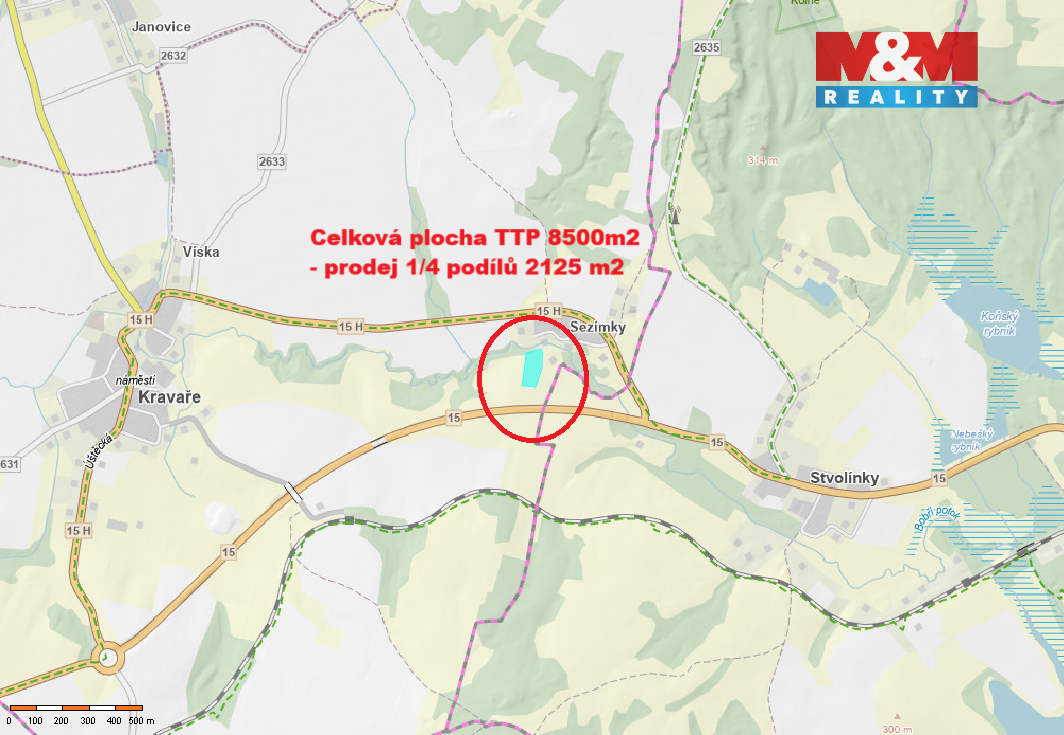 Nabízíme k prodeji 1/4 podíl pozemku o rozloze 2125 m² z cel