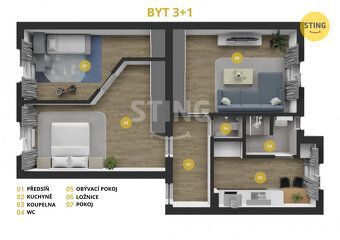 Nabízíme k prodeji byt v osobním vlastnictví o dispozici 3+1
