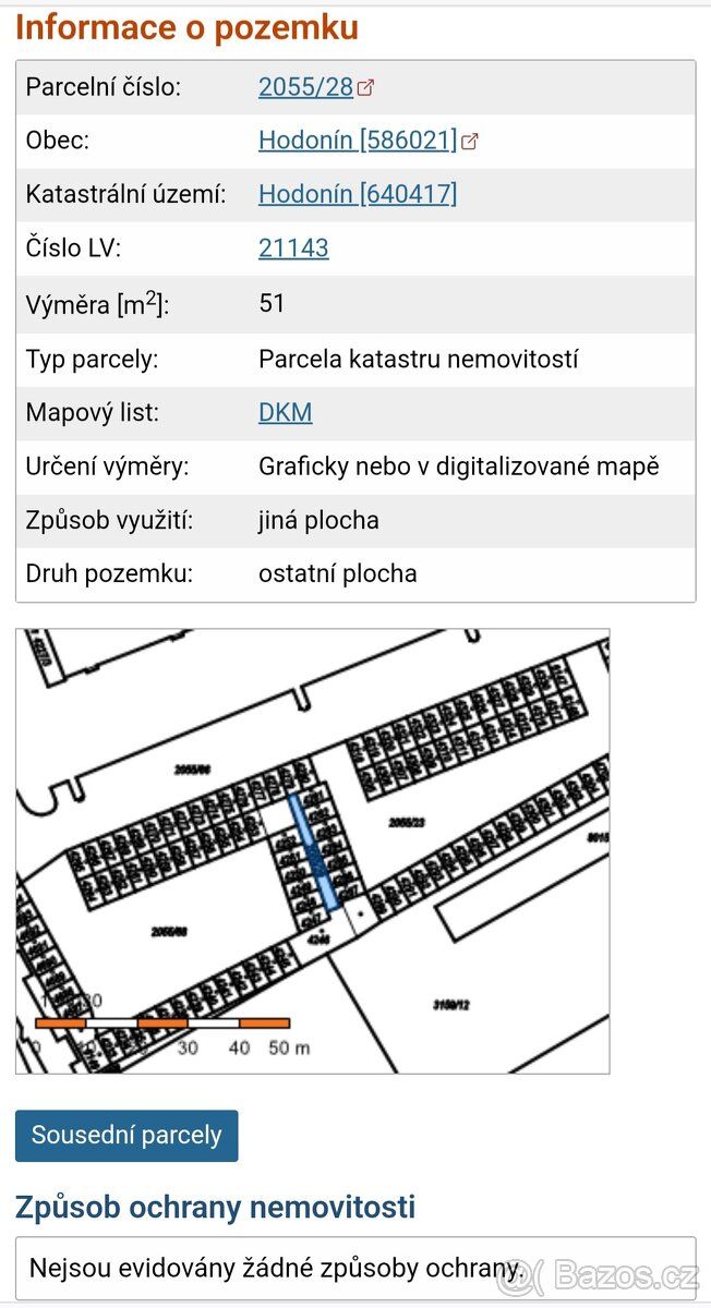 Nabízíme Vám k prodeji uličku za garážemi, uzavřenou a nepří