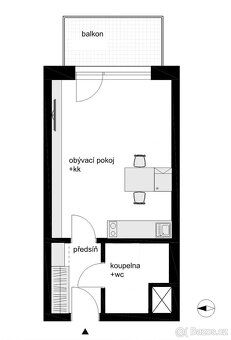 Pronájem podkrovního bytu 1+kk o výměře 32 m² s balkonem 6 m