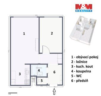 Nabízíme k prodeji byt 2+kk o výměře 45 m² v osobním vlastni