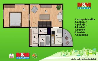 Nabízíme k pronájmu velmi pěkný byt 2+1 o užitné ploše 62m².