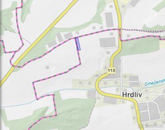 Katastr Hrdlív, parcelní číslo 1002, výměra 2 835 m2, orná p
