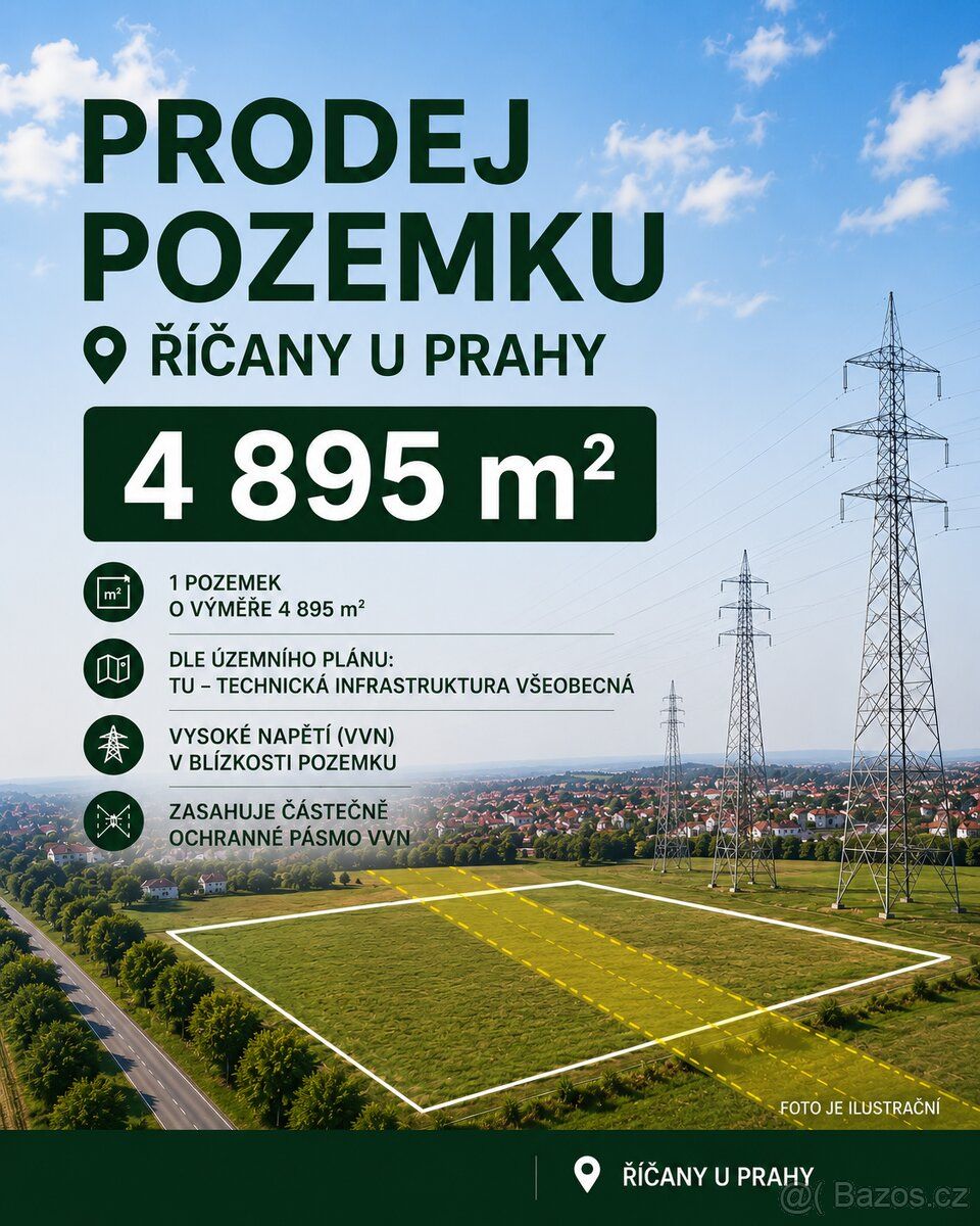 Prodám pozemek na okraji Říčan u Prahy. 4895 m2 V územním pl