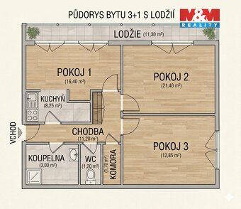 Nabízíme vám k pronájmu prostorný byt 3+1 s podlahovou ploch