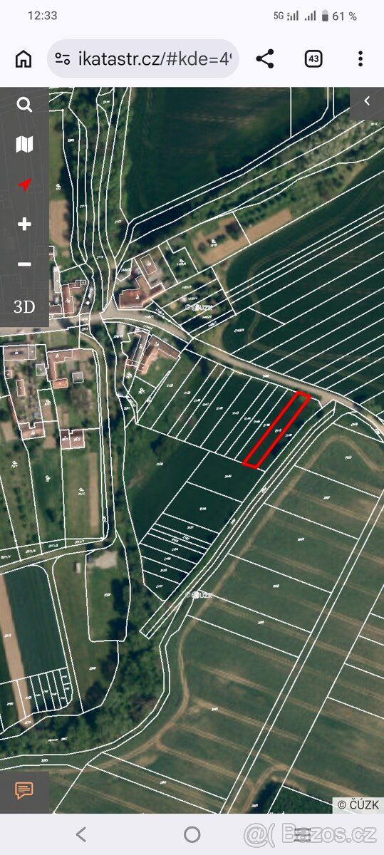 Prodám stavební pozemek v Labutech výměra p.č. 2147, výměra 