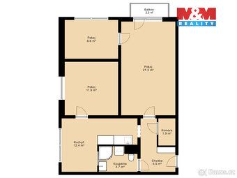 Nabízíme byt o dispozici 3+1 v 1. patře a výměře 65 m², kter