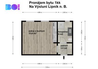 Nabízíme k pronájmu krásný, nový byt o dispozici 1+kk o výmě