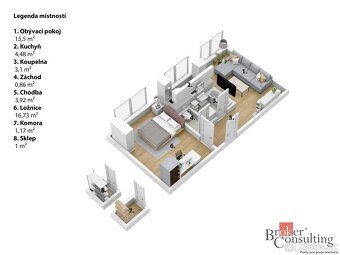 Pronájem, byty/2+kk, 45 m2, kpt. Bartoše 331, Polabiny, 5300
