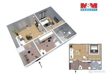Nabízíme k pronájmu byt 2+1 o užitné ploše 46 m² ve vyhledáv