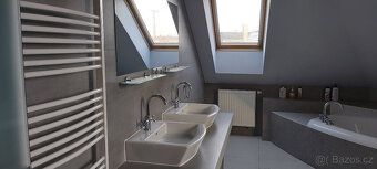 V patře byt 4+44 190m2 + terasa 40m2 + balkon 8m2.Dole byt 1