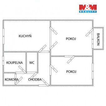 Nabízíme k pronájmu světlý byt 2+1 o výměře 54 m² v cihlovém