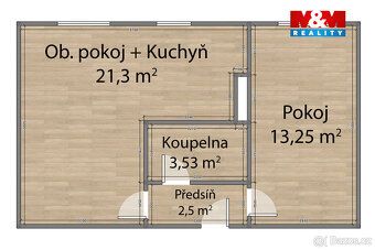 Pronájem prostorného a slunného bytu 2+kk o užitné ploše 46 