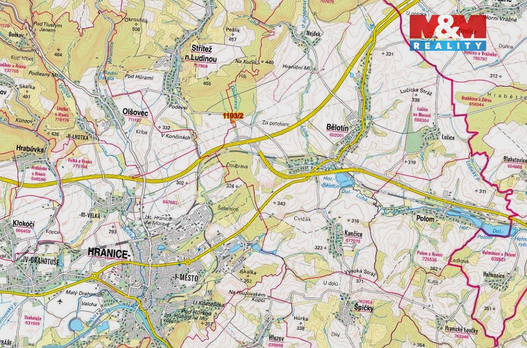 Prodej pozemku o výměře 1706 m2 v katastru obce Bělotín. Jed