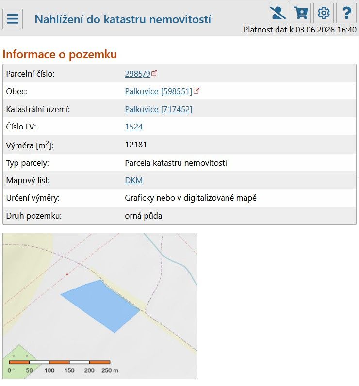 Pole o výměře 12 181 m2 je do sklizně 2027 v pronájmu u Reno
