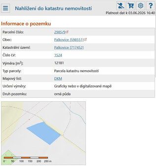 Pole o výměře 12 181 m2 je do sklizně 2027 v pronájmu u Reno
