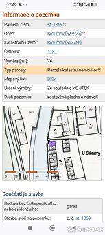 Prodám garáž v Broumově pod klášterem 24m, krajní garáž, vol