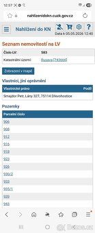 Prodám tyto parcely v obci Rusava parcel je 49 louky, lesy,c