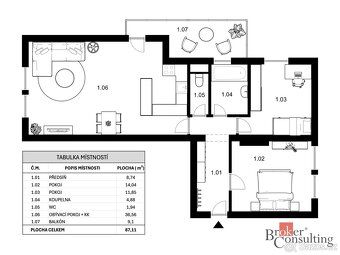 Prodej, byty/3+kk, 78 m2, Jižní Svahy 812, 33027 Vejprnice, 