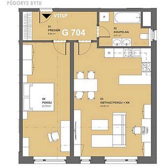 Nabízíme k pronájmu moderní byt 2+kk o velikosti 75,5 m 2 v 