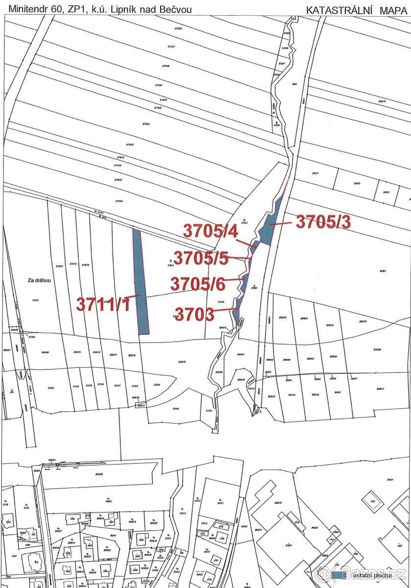 Prodám, pronajmu 1040 m2 pozemků 3705/3/4/5/6, 3703, Lipník 