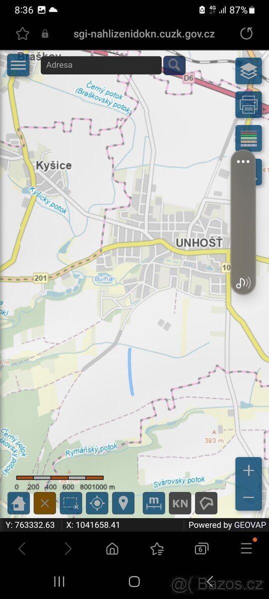 Orná půda v K.Ú. Unhošť parc. číslo 1068/55 1068/54 110,-Kč/