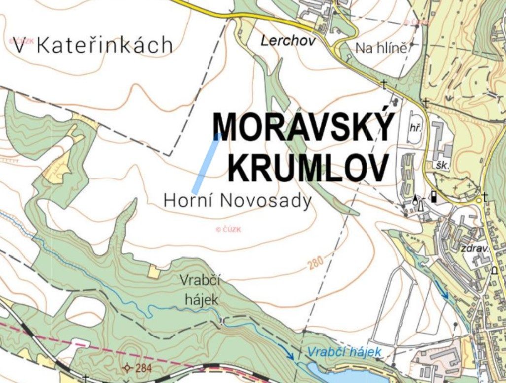 Prodám pozemek v Moravském Krumlově, lokalita Horní Novosady