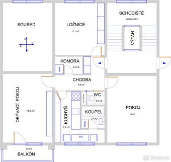 PODNÁJEM - BYT DB 3+1/B 70,22 m2, Ústí nad Orlicí, Na Štěpni