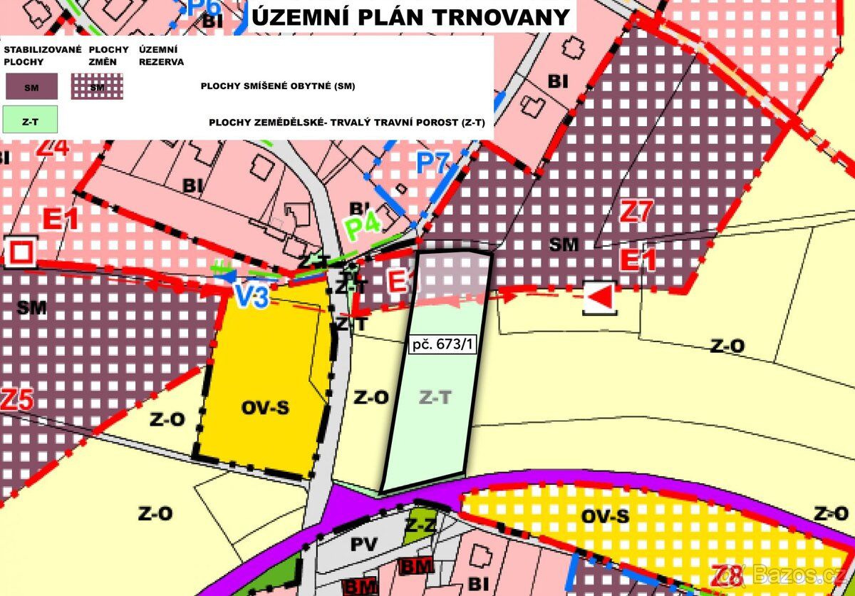 Předmětem prodeje je částečně stavební pozemek v obci Trnova