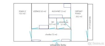 Nabízíme k prodeji světlý byt o dispozici 3+1 s balkónem o c