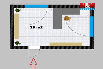 Nabízíme k pronájmu kancelář o výměře 29 m² s prostornou spo
