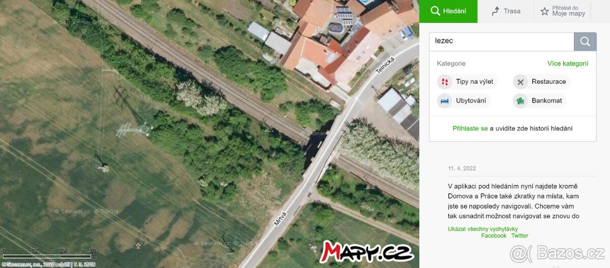 Pozemek v Sokolnicích u Brna na okraji obce, pod vysokým nap