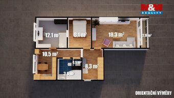 Nabízím k prodeji byt 3+1 o užitné ploše 64 m² ve zvýšeném p