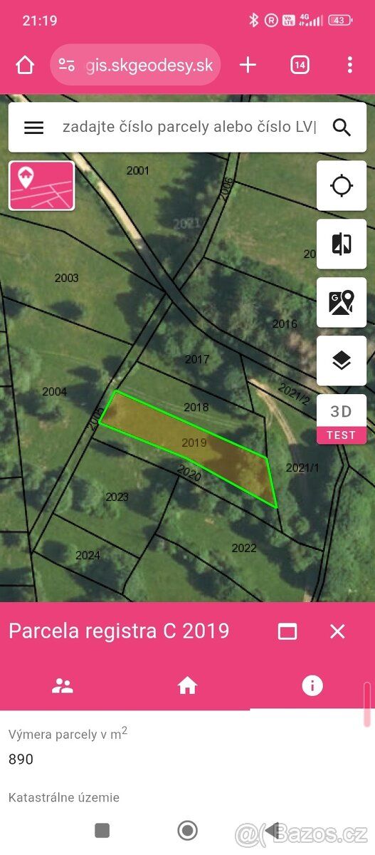 Predam pozemok zložený z dvoch parciel 890m2+515m2 = 1405m2 