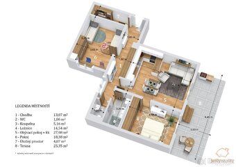 Nabízíme k prodeji moderní byt 3+kk o užitné ploše 86,66 m²,