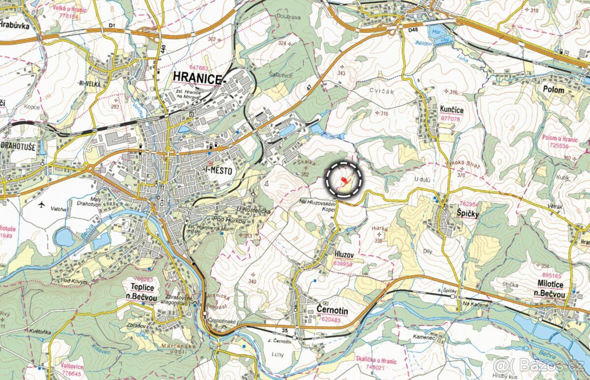 V katastrálním území Hluzov, obec Černotín (okres Přerov), n