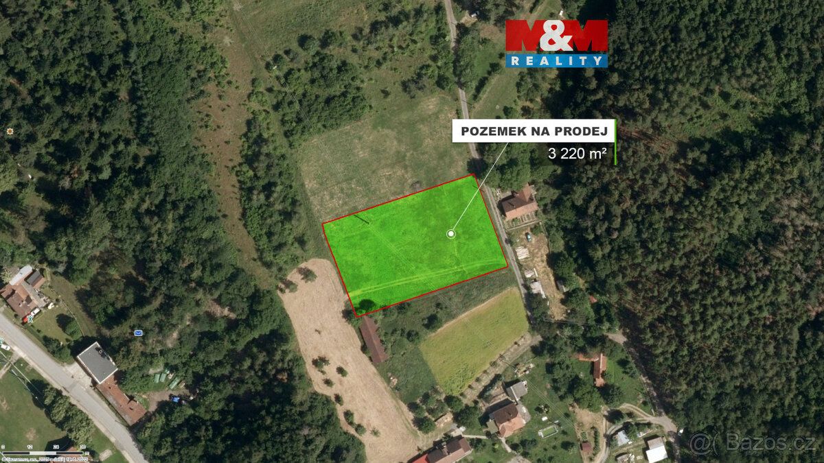 Prodej louky 3 220 m² v k.ú. Stražisko. Pozemek leží na samo